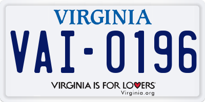 VA license plate VAI0196