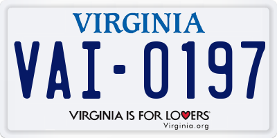 VA license plate VAI0197