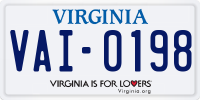 VA license plate VAI0198
