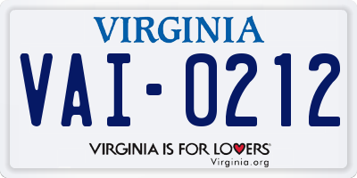 VA license plate VAI0212