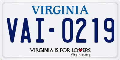 VA license plate VAI0219