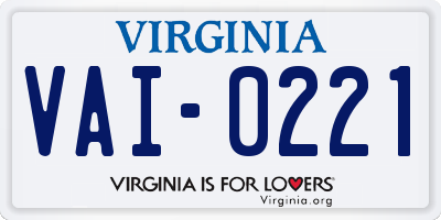 VA license plate VAI0221