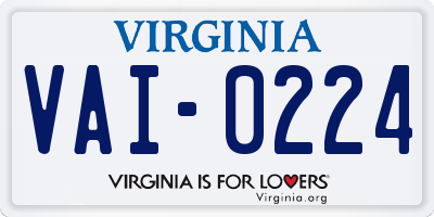 VA license plate VAI0224