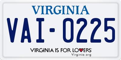 VA license plate VAI0225