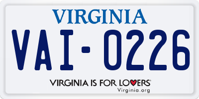 VA license plate VAI0226