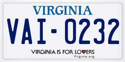 VA license plate VAI0232