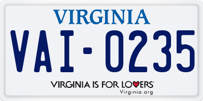 VA license plate VAI0235
