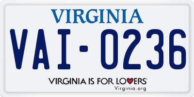 VA license plate VAI0236