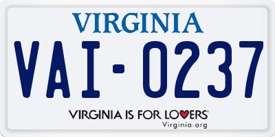 VA license plate VAI0237