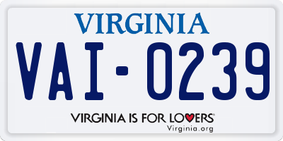 VA license plate VAI0239