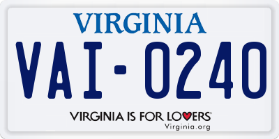VA license plate VAI0240