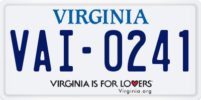 VA license plate VAI0241