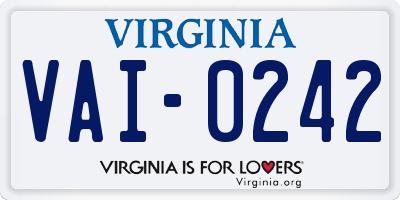 VA license plate VAI0242