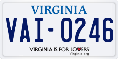 VA license plate VAI0246