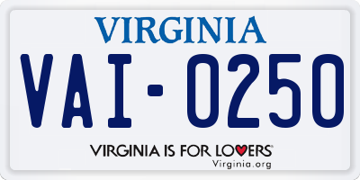 VA license plate VAI0250