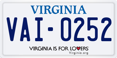 VA license plate VAI0252
