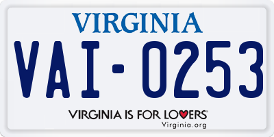 VA license plate VAI0253