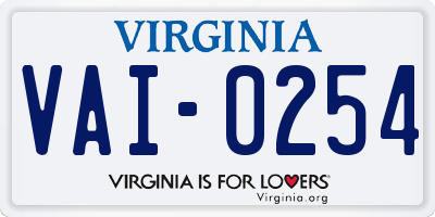 VA license plate VAI0254