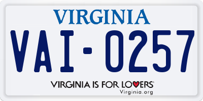 VA license plate VAI0257