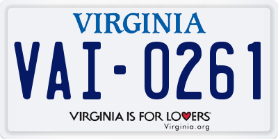 VA license plate VAI0261