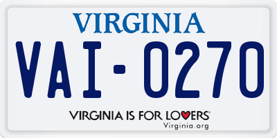 VA license plate VAI0270