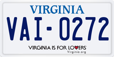 VA license plate VAI0272