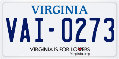 VA license plate VAI0273