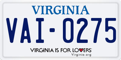 VA license plate VAI0275