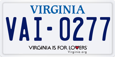 VA license plate VAI0277