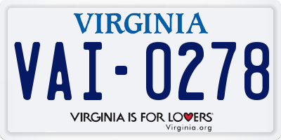 VA license plate VAI0278