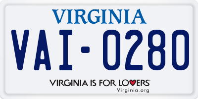VA license plate VAI0280