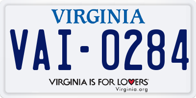 VA license plate VAI0284