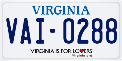 VA license plate VAI0288