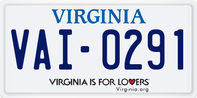 VA license plate VAI0291