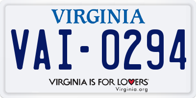VA license plate VAI0294