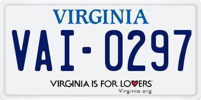 VA license plate VAI0297