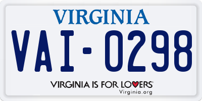 VA license plate VAI0298