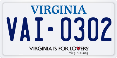 VA license plate VAI0302
