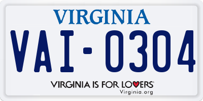 VA license plate VAI0304