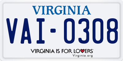 VA license plate VAI0308