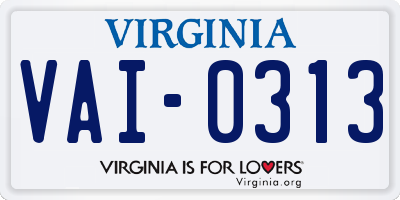 VA license plate VAI0313