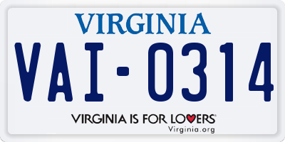 VA license plate VAI0314