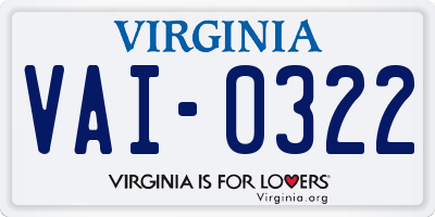 VA license plate VAI0322