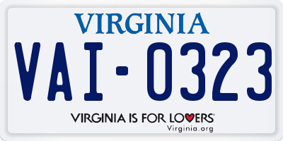 VA license plate VAI0323