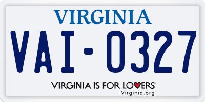VA license plate VAI0327