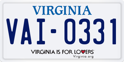 VA license plate VAI0331