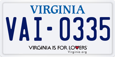 VA license plate VAI0335