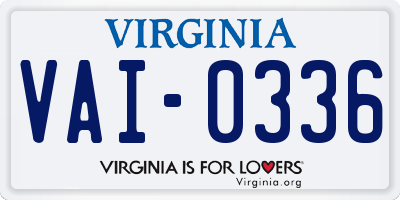 VA license plate VAI0336