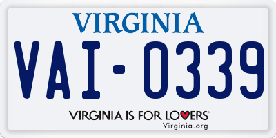 VA license plate VAI0339