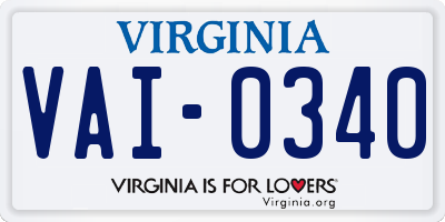VA license plate VAI0340